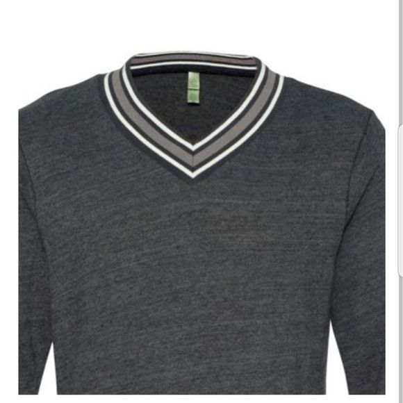 Alternative Earth Mens V Neck Sweat Shirt New Without Tags Dark Gray, Navy, Wht. - Picture 4 of 8